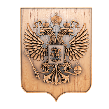 Wooden Russian Coat of Arms 3D model image 1 