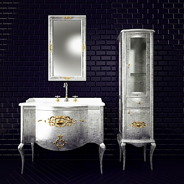 Deluxe Silver Bathroom Furniture Set 3D model image 1 