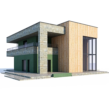 Modern ABS House V90 3D model image 1 