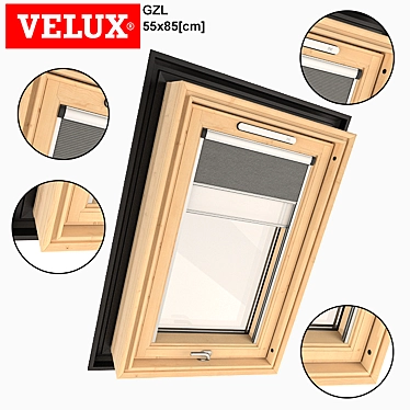 VELUX GZL Roof Window: 180° Rotation, Easy Cleaning, Ventilation, Adjustable Blinds 3D model image 1 