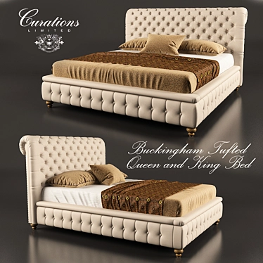 Classic Chesterfield Tufted Bed 3D model image 1 