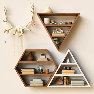 Modern Trifecta Floating Shelves 3D model image 1 