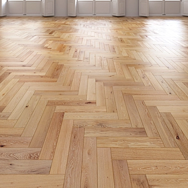 Premium Oak Herringbone Flooring 3D model image 1 