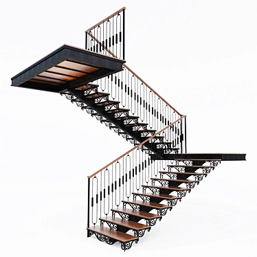 Spiral Forged Ladder 3D model image 1 