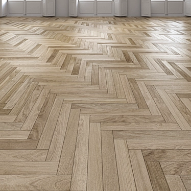 Premium Oak Herringbone Flooring 3D model image 1 