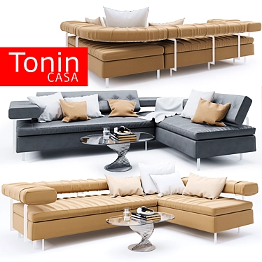 Tonin Casa Playa Buena: Versatile Sofa and Coffee Table Set 3D model image 1 