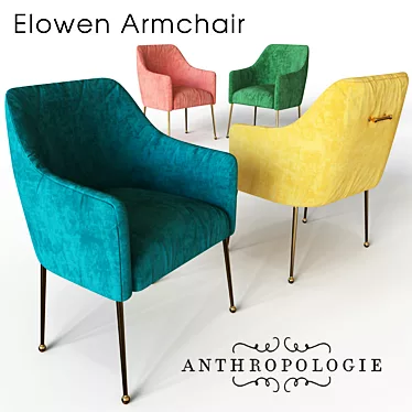 Luxurious Velvet Armchair: Anthropologie Elowen 3D model image 1 