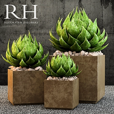 Elegant Restoration Hardware Planter 3D model image 1 