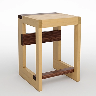 Wooden Maple and Walnut Stool 3D model image 1 