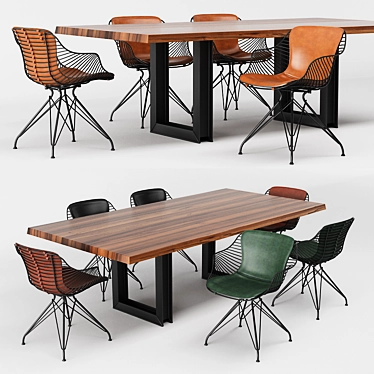 Modern Dining Set: SIGMA DRIVE Table & WIRE DINING CHAIR 3D model image 1 