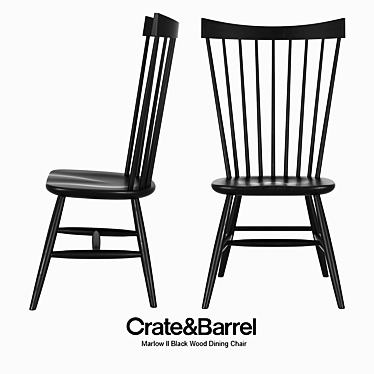 Modern Black Wood Dining Chair 3D model image 1 