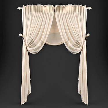 Floral Linen Curtains: Elegant & Versatile 3D model image 1 