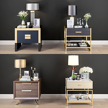 Elegant Nightstand Decor Set 3D model image 1 