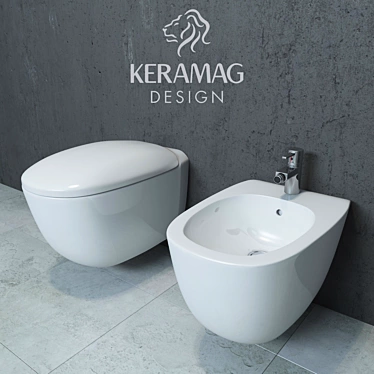 Keramag Citterio Hanging Toilet & Bidet Set 3D model image 1 