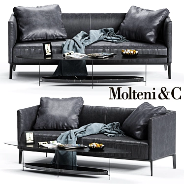 Elegant Molteni&C CAMDEN Sofa - Low Backrest 3D model image 1 