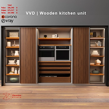 Dada VVD Wooden Kitchen Unit 3D model image 1 