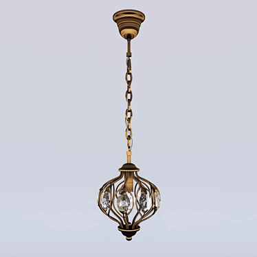 Fes Pendant Lamp: Crystal & Metal, Brown (1-Light) 3D model image 1 