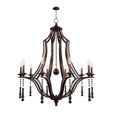 Elegant 10-Light English Bronze Chandelier 3D model image 1 