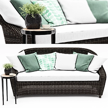 Torrey Wicker Roll-Arm Sofa: All-Weather Elegance 3D model image 1 