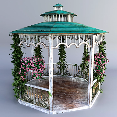 Rustic Wooden Gazebo 3D model image 1 