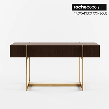 Trocadero Walnut Console with Brass Accents 3D model image 1 