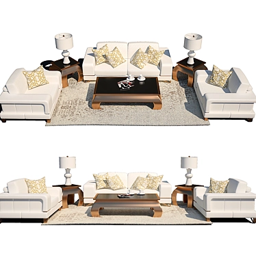 Luxury White Furniture Set 3D model image 1 