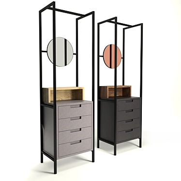 Sleek Steel Frame Mirror Drawers 3D model image 1 