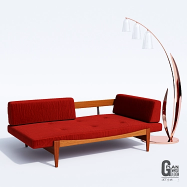 Rare Designer Ib Kofod-Larsen Daybed 3D model image 1 