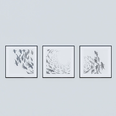 Black Fish Print Set 3D model image 1 