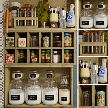 Title: Kitchen Essentials: Jar, Spices, Rack & More 3D model image 1 