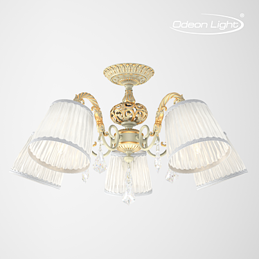 Odeon Navis Chandelier: Cream & Gold Pendant Lighting 3D model image 1 