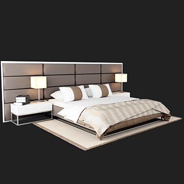 Title: Customizable Bed with Soft Headboard 3D model image 1 