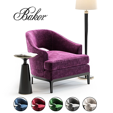 Baker Carnelian Lounge Chair Set: Exquisite Design in 6 Vibrant Colors! 3D model image 1 