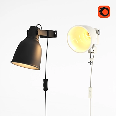 Flexible Wall-Mounted Spotlight with Clip 3D model image 1 
