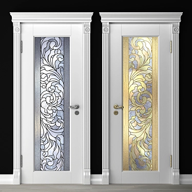 Stained-Glass Door with Elegance 3D model image 1 