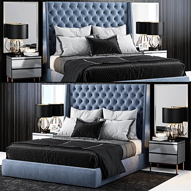 Luxurious Sandringham Velvet Bed 3D model image 1 