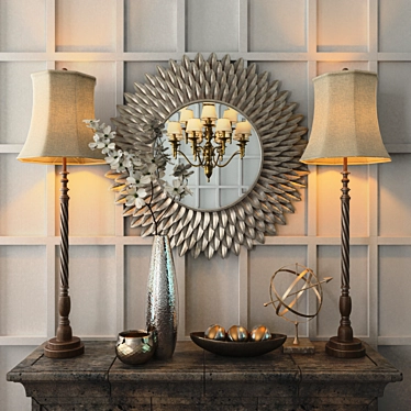 Chloe Floral Mirror - Elegant Home Décor 3D model image 1 