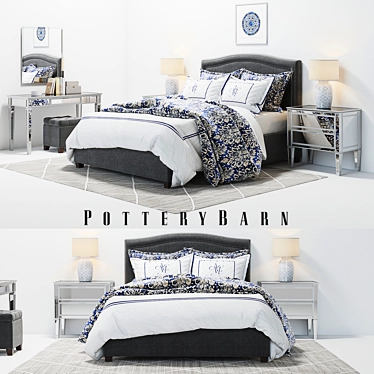 Elegant Pottery Barn Tamsen Bed Set 3D model image 1 