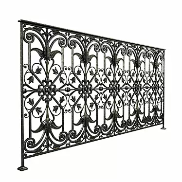 Elegant Wrought Iron Railing 3D model image 1 