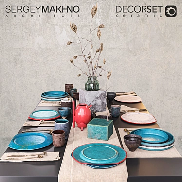 SMA Decor Set - Ceramic Tableware Collection by Sergey Makhno Architects. Elegant Ceramic Décor Set. 3D model image 1 