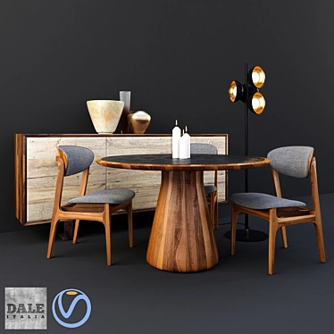 Refined Italian Dining Set 3D model image 1 