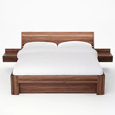 Luxury V12 Walnut Bed 3D model image 1 