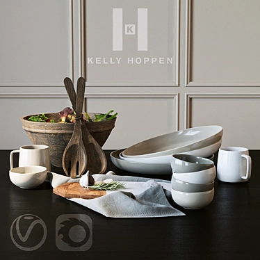 Elegant Kelly Hoppen Tableware Set 3D model image 1 