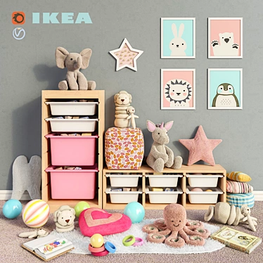 IKEA Toy Storage Set: Furniture, Decor & More 3D model image 1 