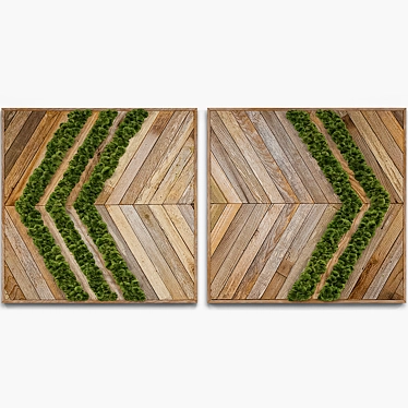 Natural Moss Wood Panel - H 600mm 3D model image 1 