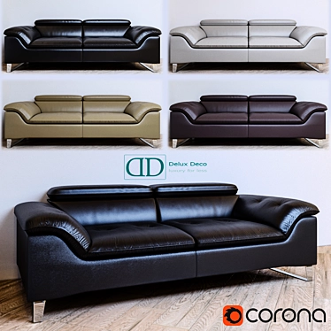 Luxurious Visso Leather Sofa 3D model image 1 