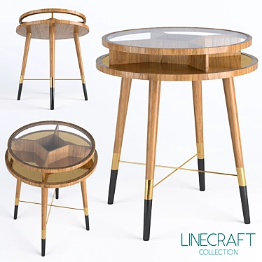 Elegant Walnut and Brass Table 3D model image 1 