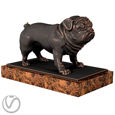 Playful Pug Sculpture 3D model image 1 