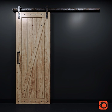 Rustic Z-Brace Barn Door 3D model image 1 