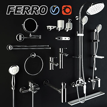 Sleek Ferro Bathroom Fittings 3D model image 1 